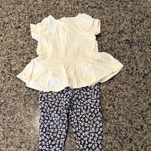 Ralph Lauren - Cream Peplum Top and Floral Leggings Set